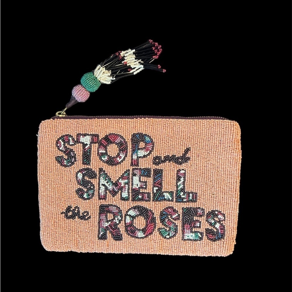 Anthropologie “Stop and smell the roses” zip up bag